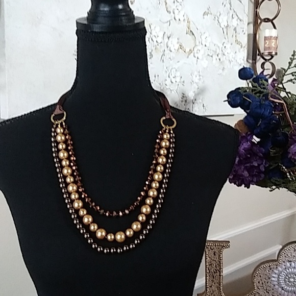 NWOT Stunning Chocolate Multi Strands Beaded Necklace - Picture 5 of 17